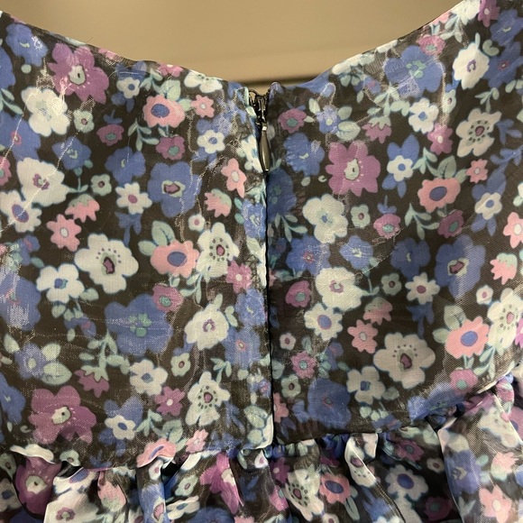 The Frolic Plus puff sleeve organza mini dress in bloom floral - Picture 8 of 14